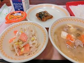 ごはん　牛乳　さば味噌煮　レンコンサラダ　豚汁　かぼちゃプリン