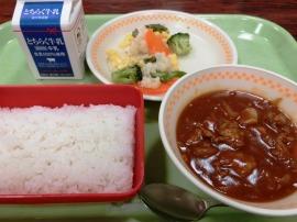 ごはん　牛乳　ハッシュドポーク　花野菜サラダ