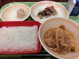 ごはん　牛乳　ジャージャン豆腐　えびしゅうまい　ツナとひじきのサラダ