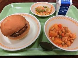 セルフ照焼バーガー　アスパラサラダ　ポ－クビーンズ
